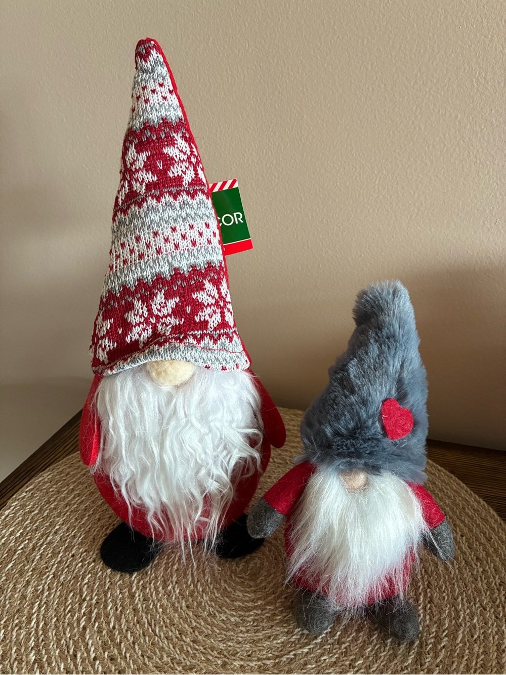 Set of 2 Holiday Gnomes - Red, Gray, White